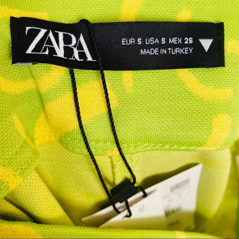Zara NWT Lime Green & Yellow Knit Flare Jacquard Pant Size Small - Picture 8 of 9